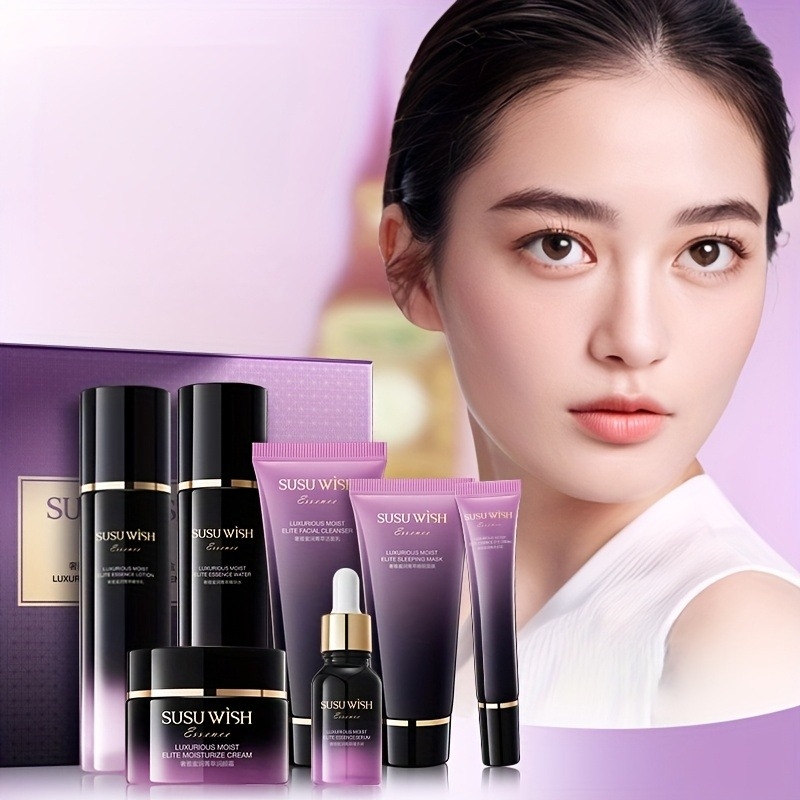 Luxury Skincare Ingredients - Ensemble d'essences hydratantes luxueux et élégant